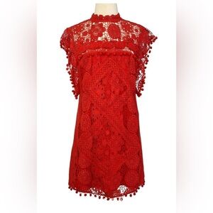 Tularosa red lace dress size XS